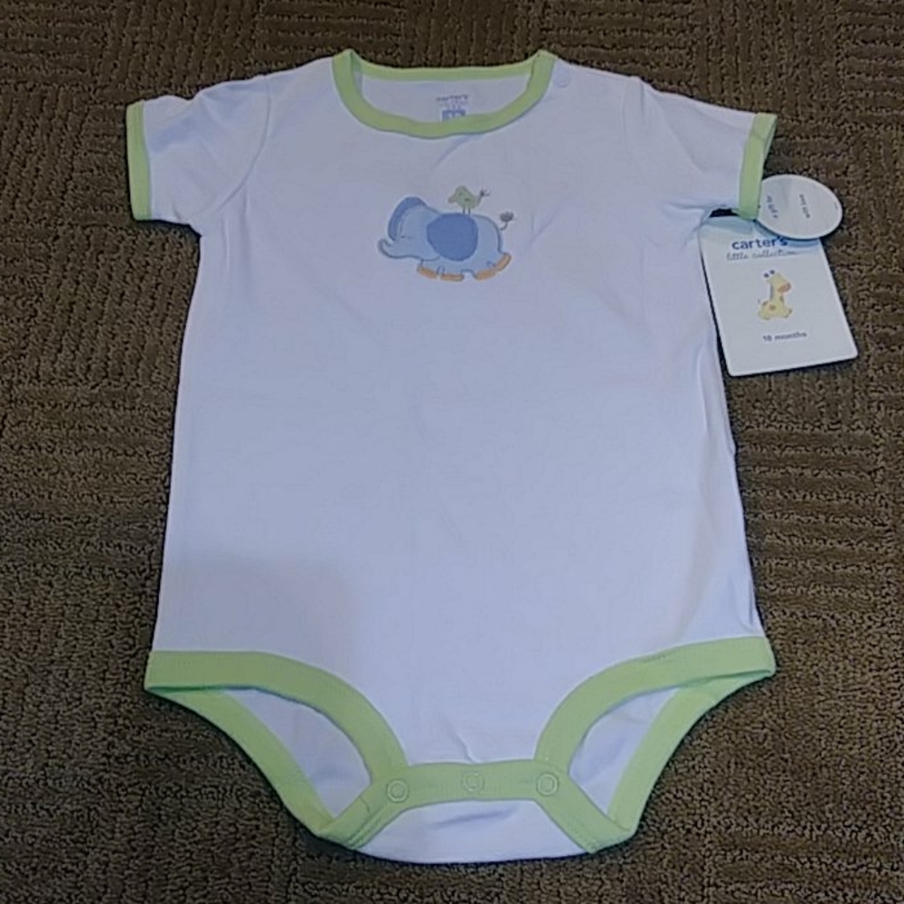 *NWT* Carter's elephant/bird onesie top, 18 mos
